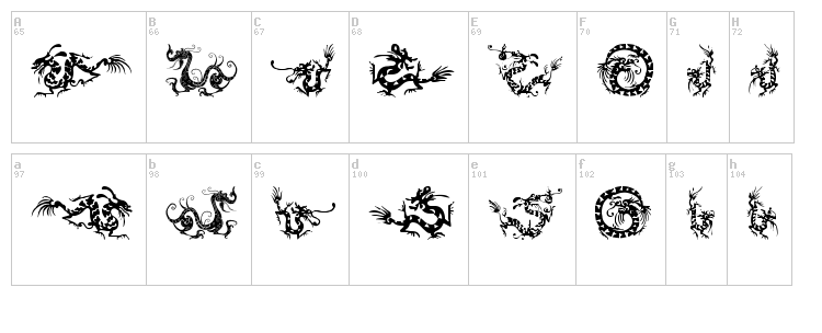 HFF Chinese Dragon font map